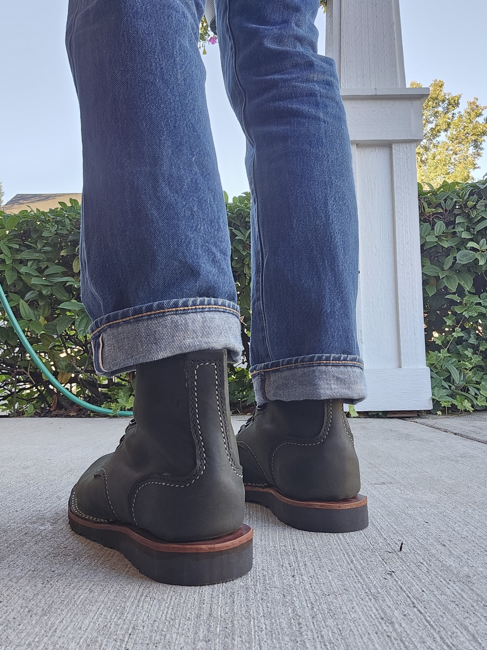 Handmade Olive Green Leather Work Boots - Classic Lace-Up - Picture 5 of 6